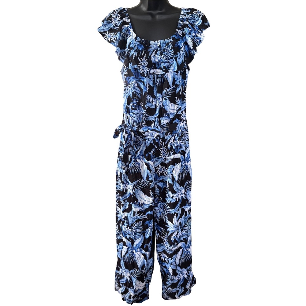 NWT Tommy Bahama Indigo Garden Jumpsuit Sz M Off Shoulder Blue Vacation Summer